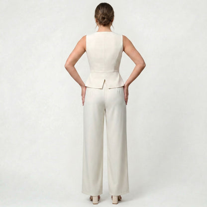 Ensemble intemporel pour femme avec gilet sans manches et pantalon taille haute