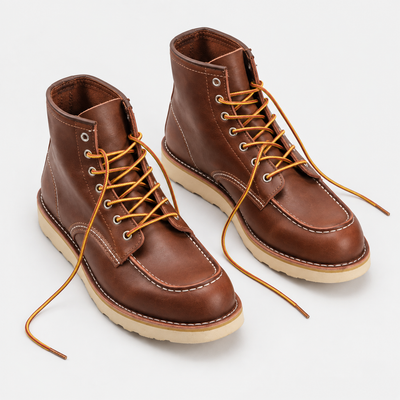 Men's Leather Work Boots - Cowhide Lace-Up Round Toe