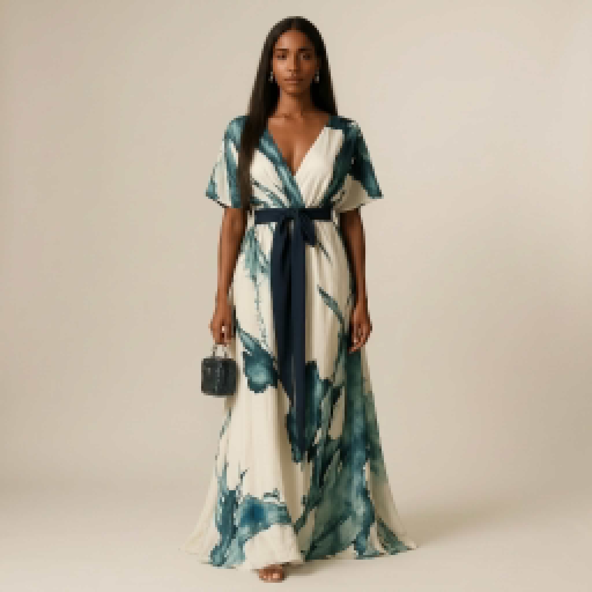 Robe Maxi Femme Imprimé Aquarelle - Robe Longue Fluide Élégante