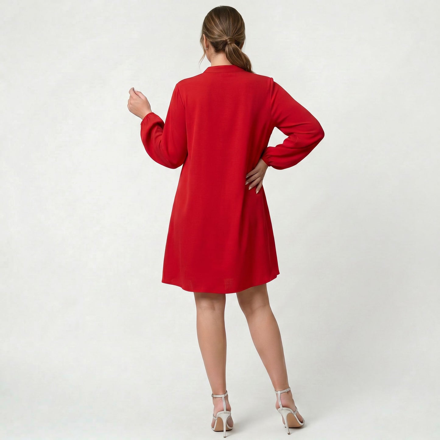 Robe Midi Intemporelle à Manches Longues pour Femme Élégante et Classique