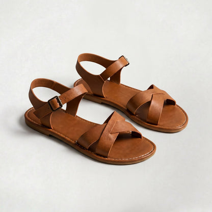 Sandales rétro à lacets pour femme, plates, légères et confortables