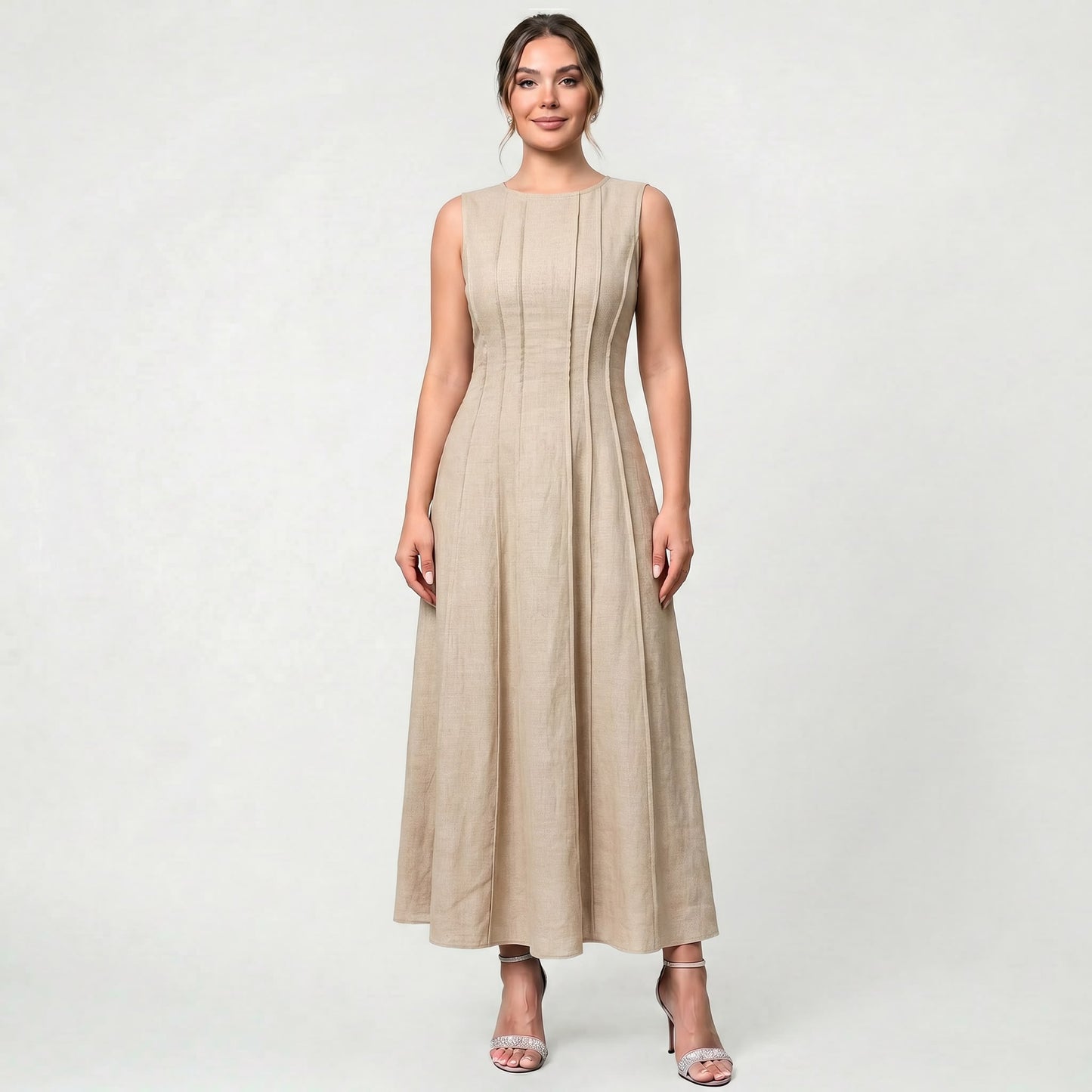 Robe Longue Sans Manches de Luxe pour Femme Coupe Élégante d’Inspiration Classique