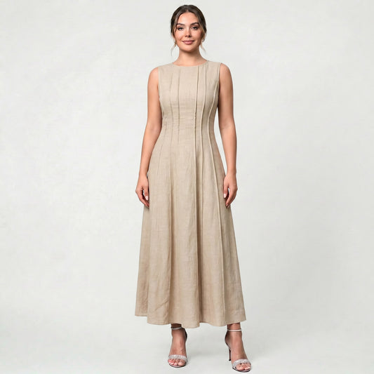 Robe Longue Sans Manches de Luxe pour Femme Coupe Élégante d’Inspiration Classique