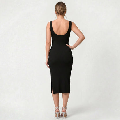Robe élégante côtelée sans manches pour femme