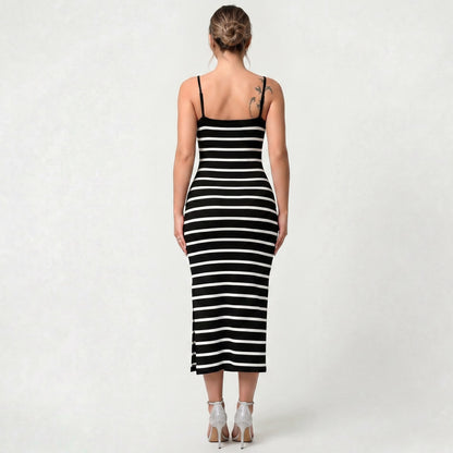 Robe Midi Rayée Sans Manches pour Femme Style Décontracté Élégant