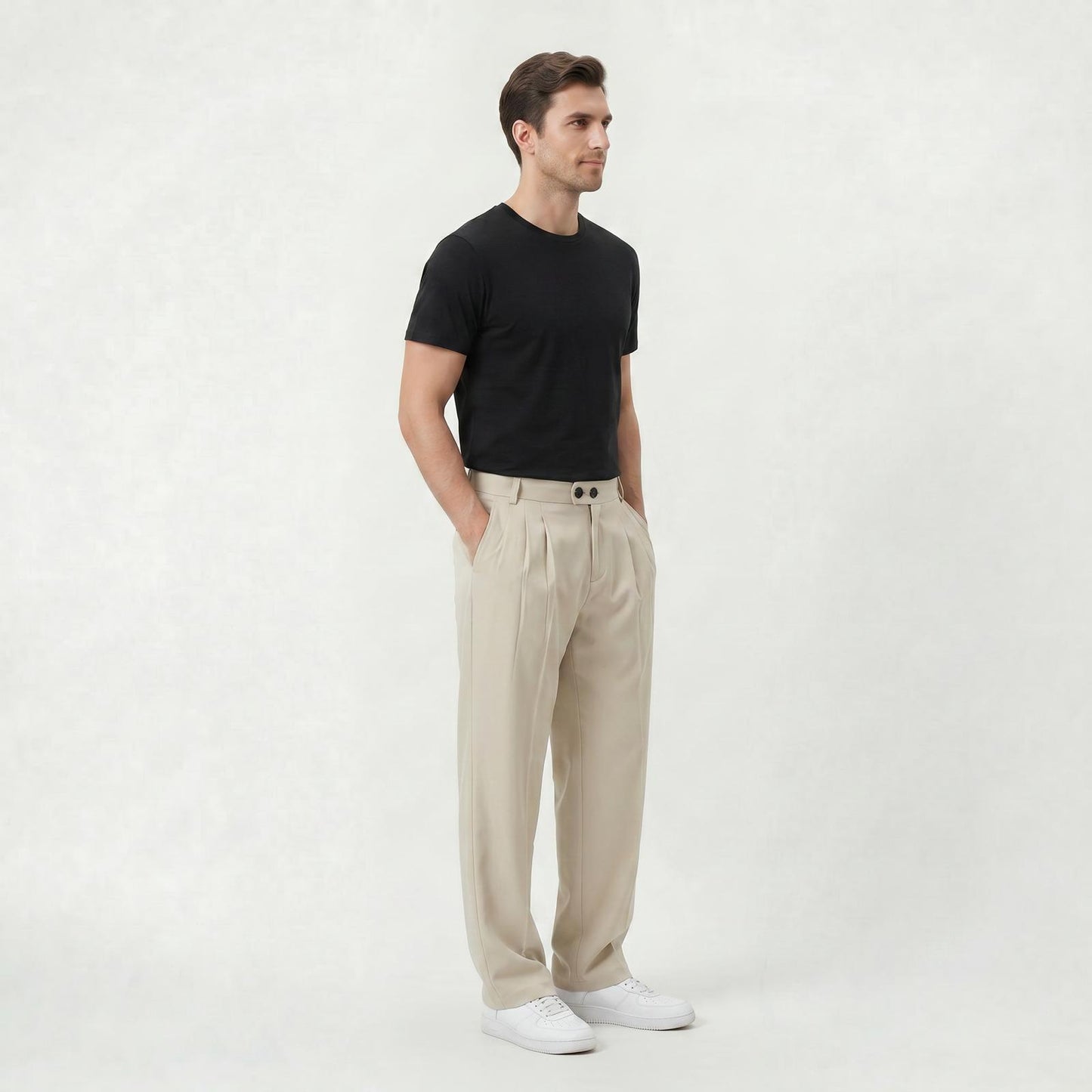 Pantalon habillé coupe décontractée pour homme Pantalon casual léger