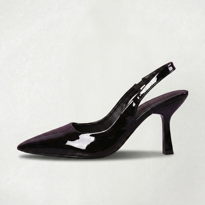 Escarpins Slingback de Luxe en Cuir Verni à Bout Pointu pour Femme