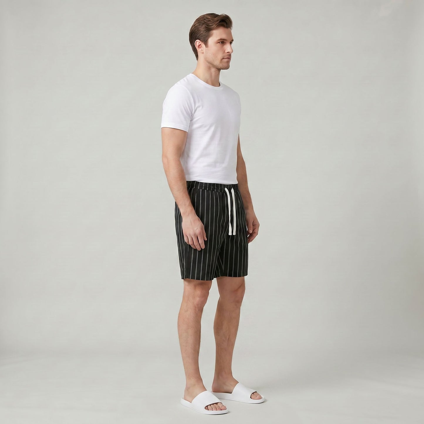 Short de Détente Rayé pour Homme Léger et Confortable au Quotidien