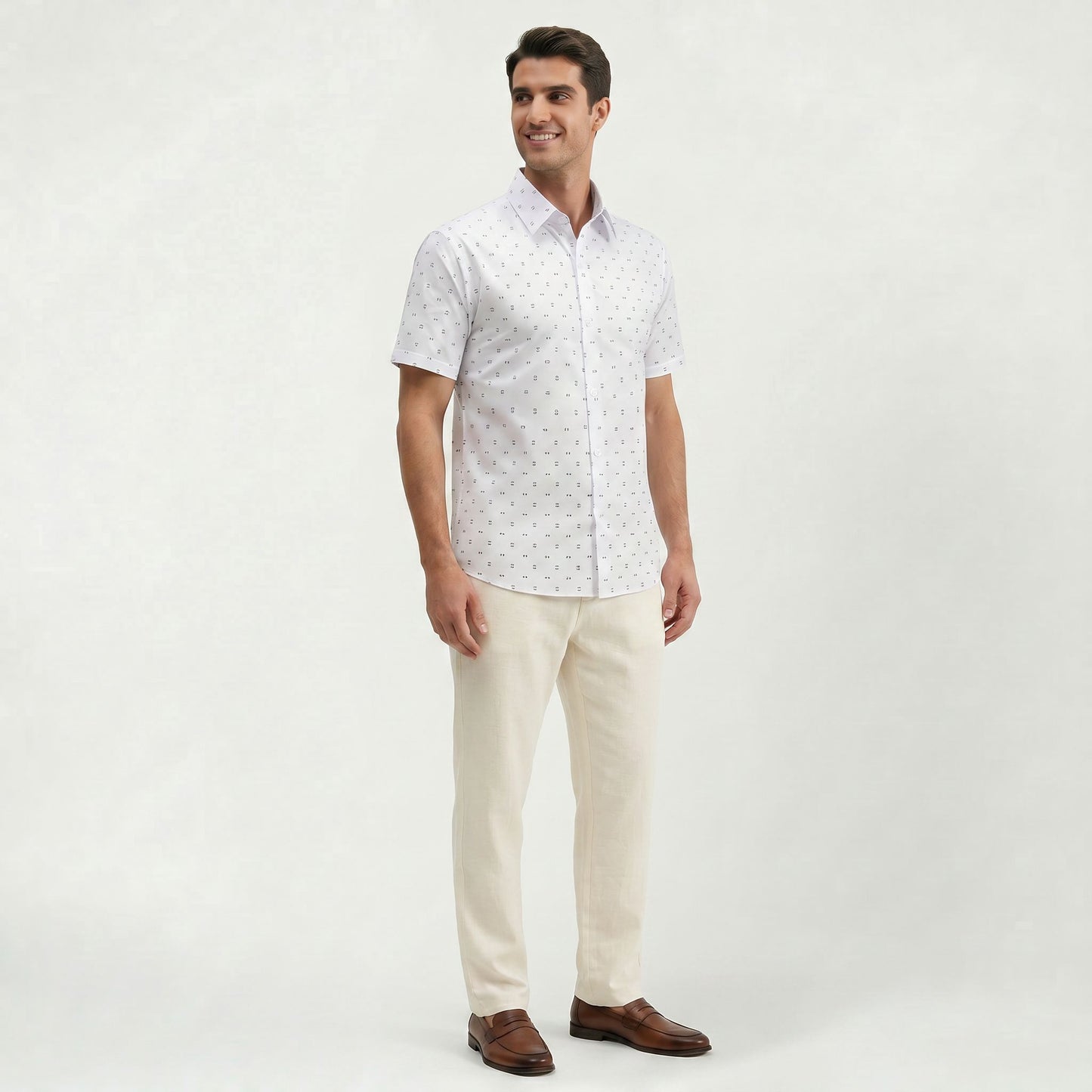 Chemise d’été élégante à motif floral pour homme Coupe classique Regular Fit