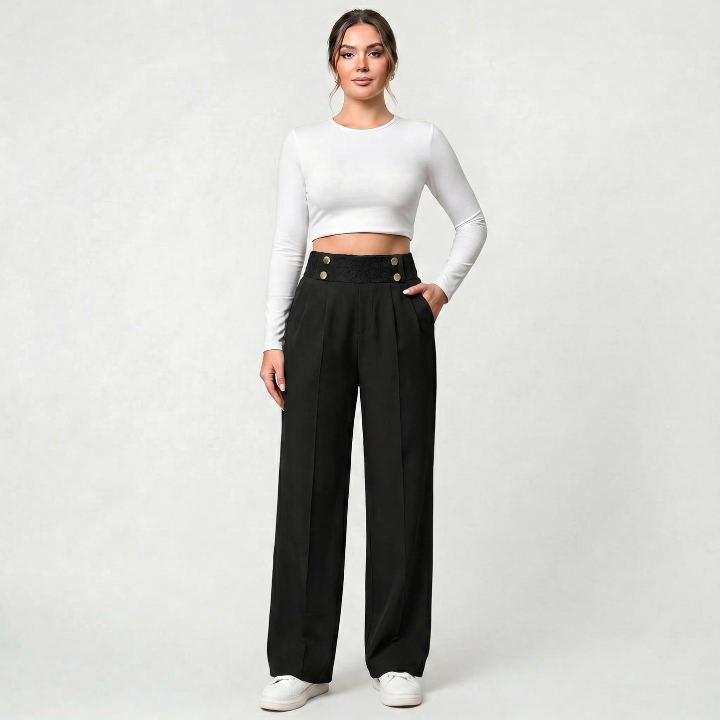 Pantalon large décontracté pour femme coupe ample respirante usage quotidien