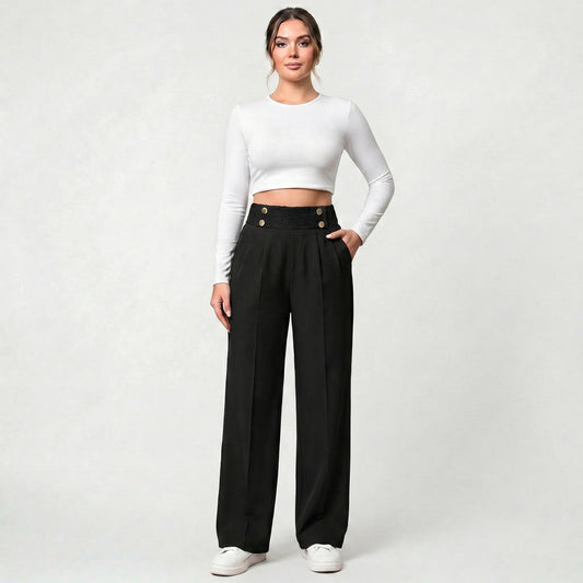Pantalon large décontracté pour femme coupe ample respirante usage quotidien
