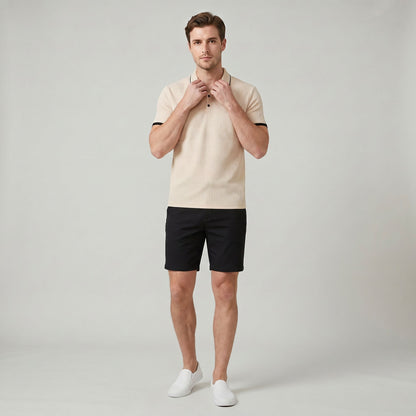 Chemise Jacquard Homme à Manches Courtes Coupe Slim Légère