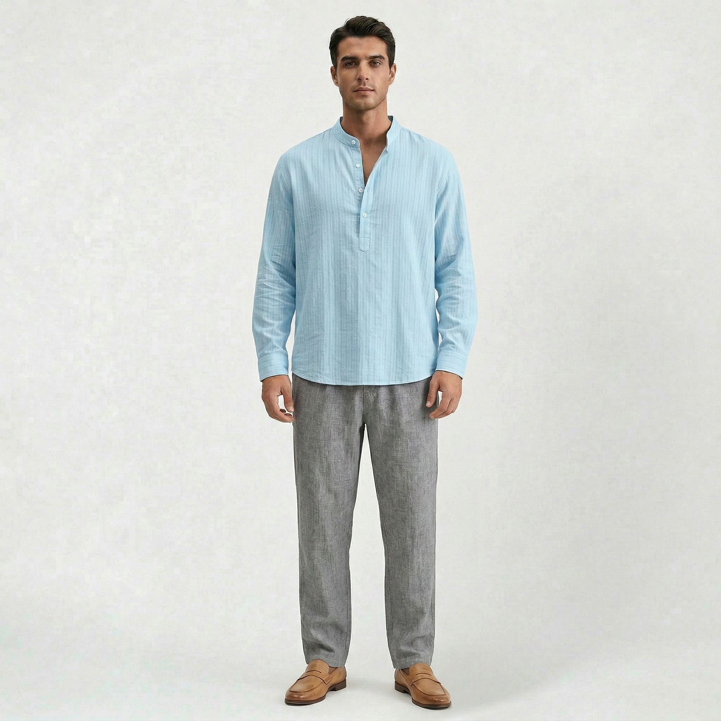 Chemise en lin homme coupe ample, style casual confortable