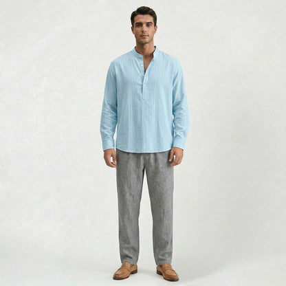 Chemise en lin homme coupe ample, style casual confortable