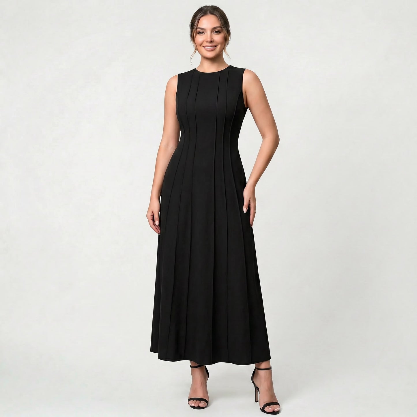 Robe Longue Sans Manches de Luxe pour Femme Coupe Élégante d’Inspiration Classique