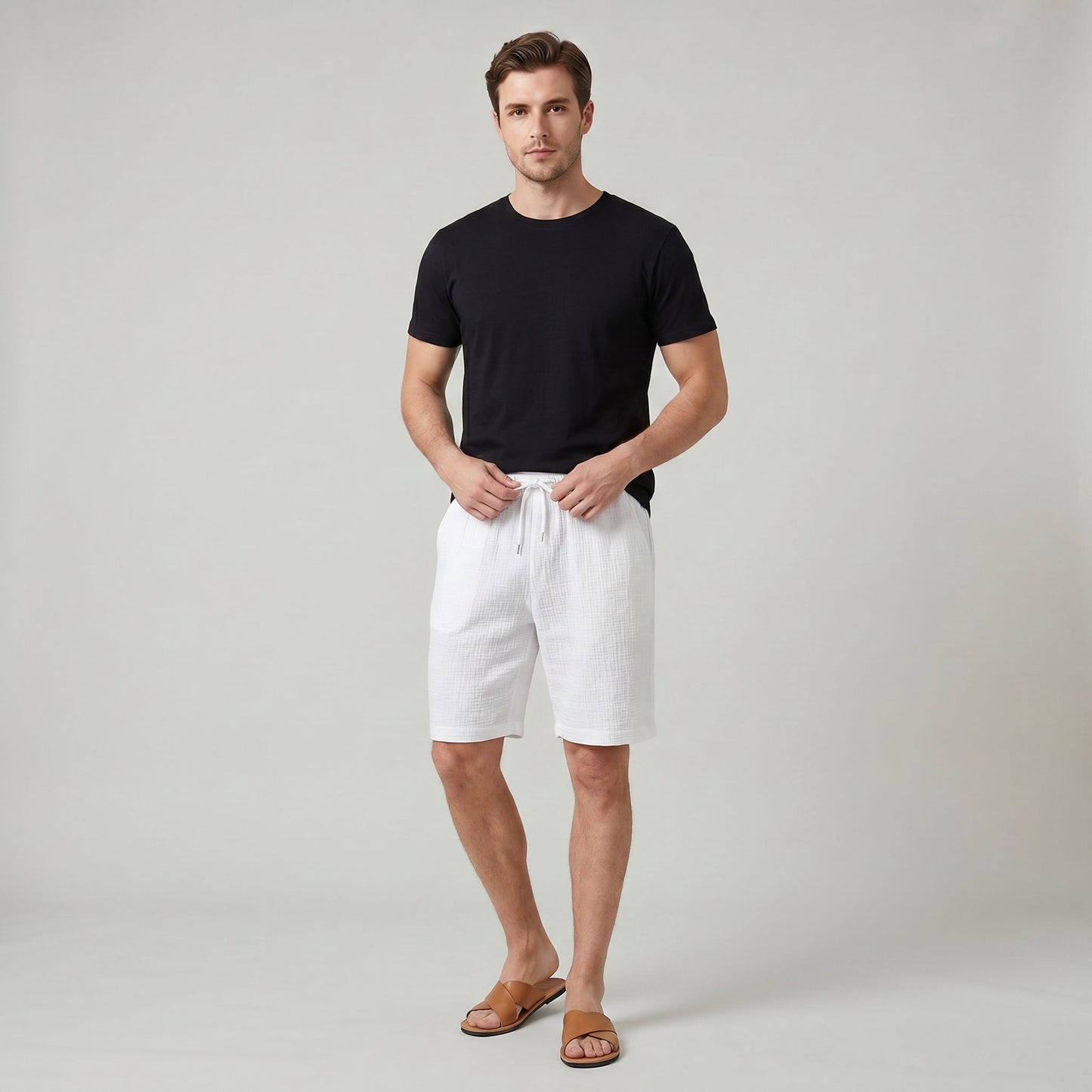 Short en Velours Côtelé Décontracté pour Homme Coupe Casual Esprit Bord de Mer