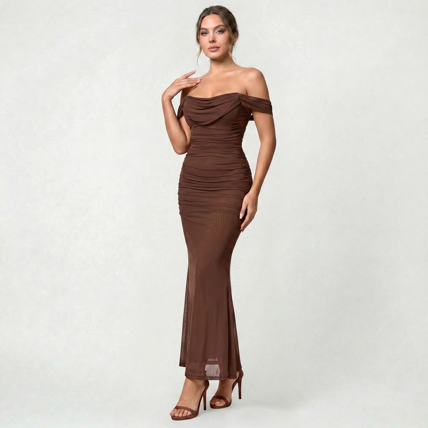 Robe Maxi Épaules Dénudées pour Femme pour Mariages et Réceptions
