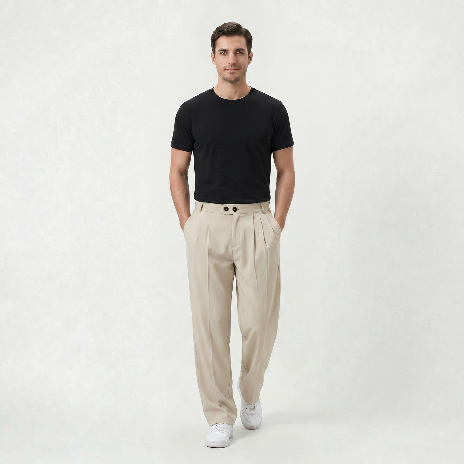 Pantalon habillé coupe décontractée pour homme Pantalon casual léger