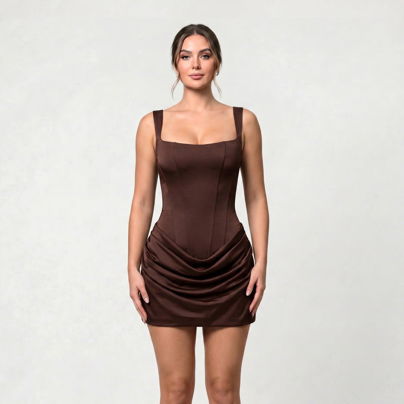 Robe courte femme drapee corset