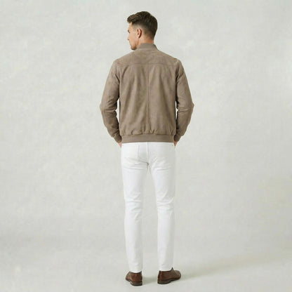 Blouson en daim pour homme coupe classique style décontracté intemporel