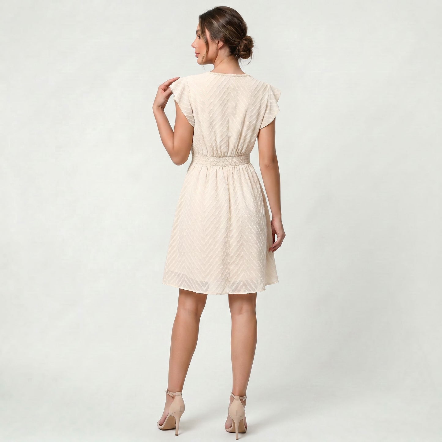 Robe en dentelle à col V pour femme légère et confortable style formel