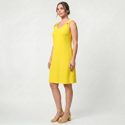 Robe Midi Élégante à Col V pour Femme Style Intemporel Sans Manches