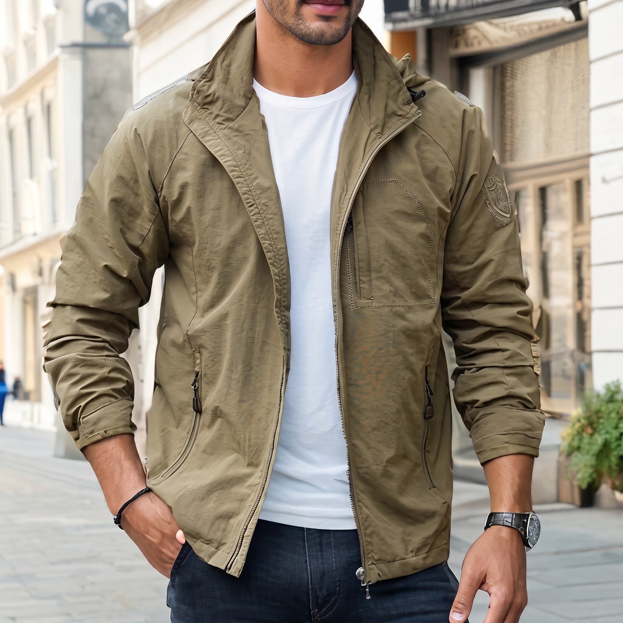 Veste Cargo Imperméable Légère pour Homme Vêtement Décontracté Confortable