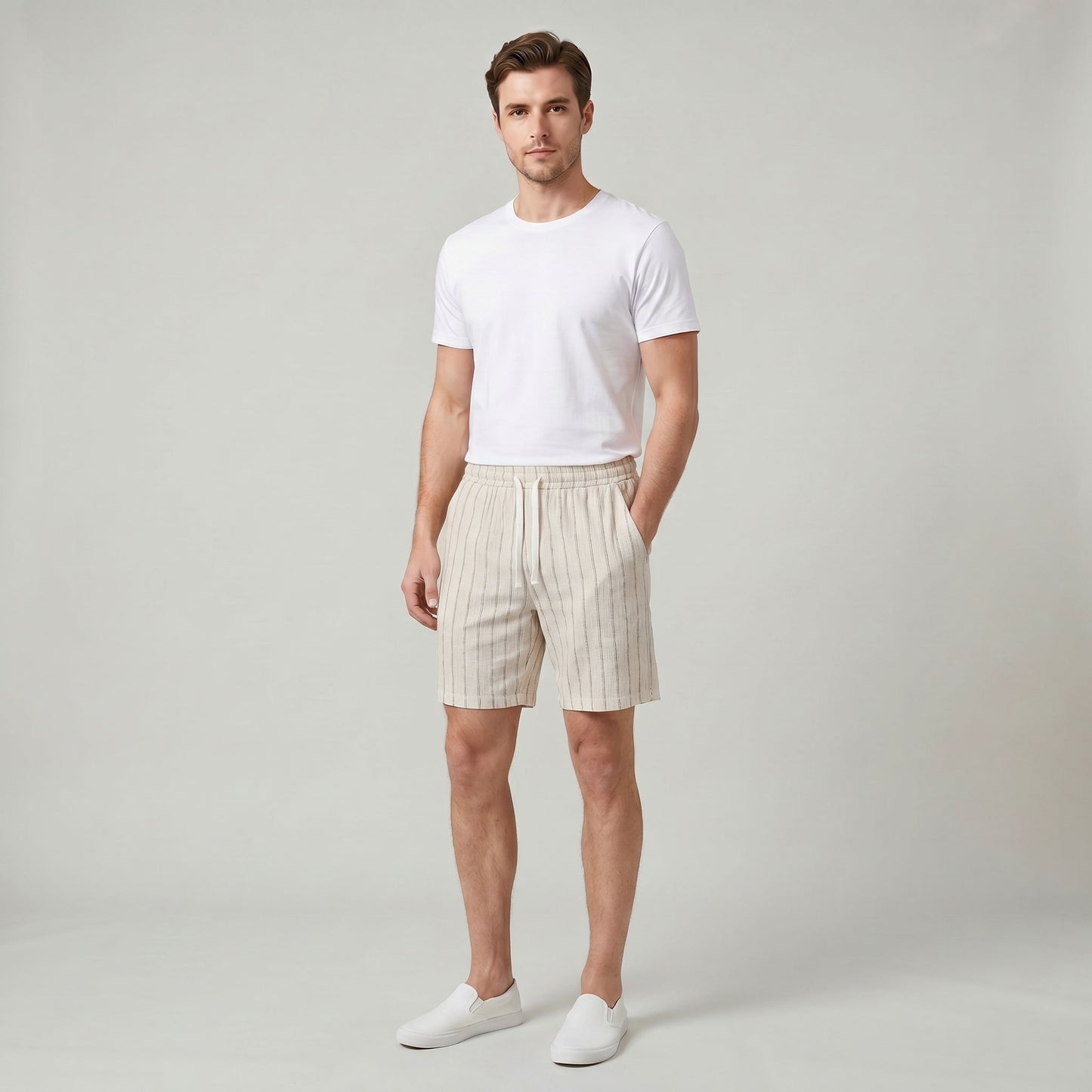 Short de Détente Rayé pour Homme Léger et Confortable au Quotidien