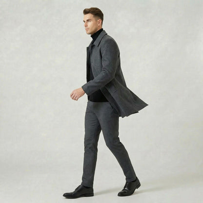 Manteau Gris Mi-Long pour Homme Veste Légère pour Tous les Jours