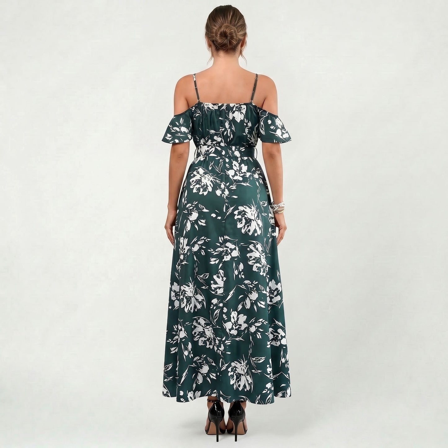 Robe longue d’été pour femme à motif floral, fente sur le côté, coupe ample élégante