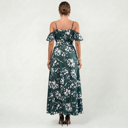 Robe longue d’été pour femme à motif floral, fente sur le côté, coupe ample élégante