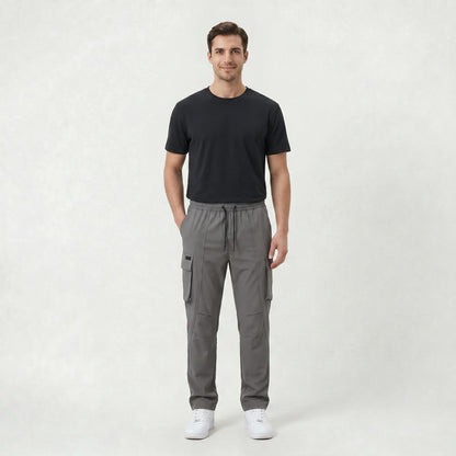 Pantalon Cargo Décontracté Homme Coupe Droite à Taille Cordon de Serrage