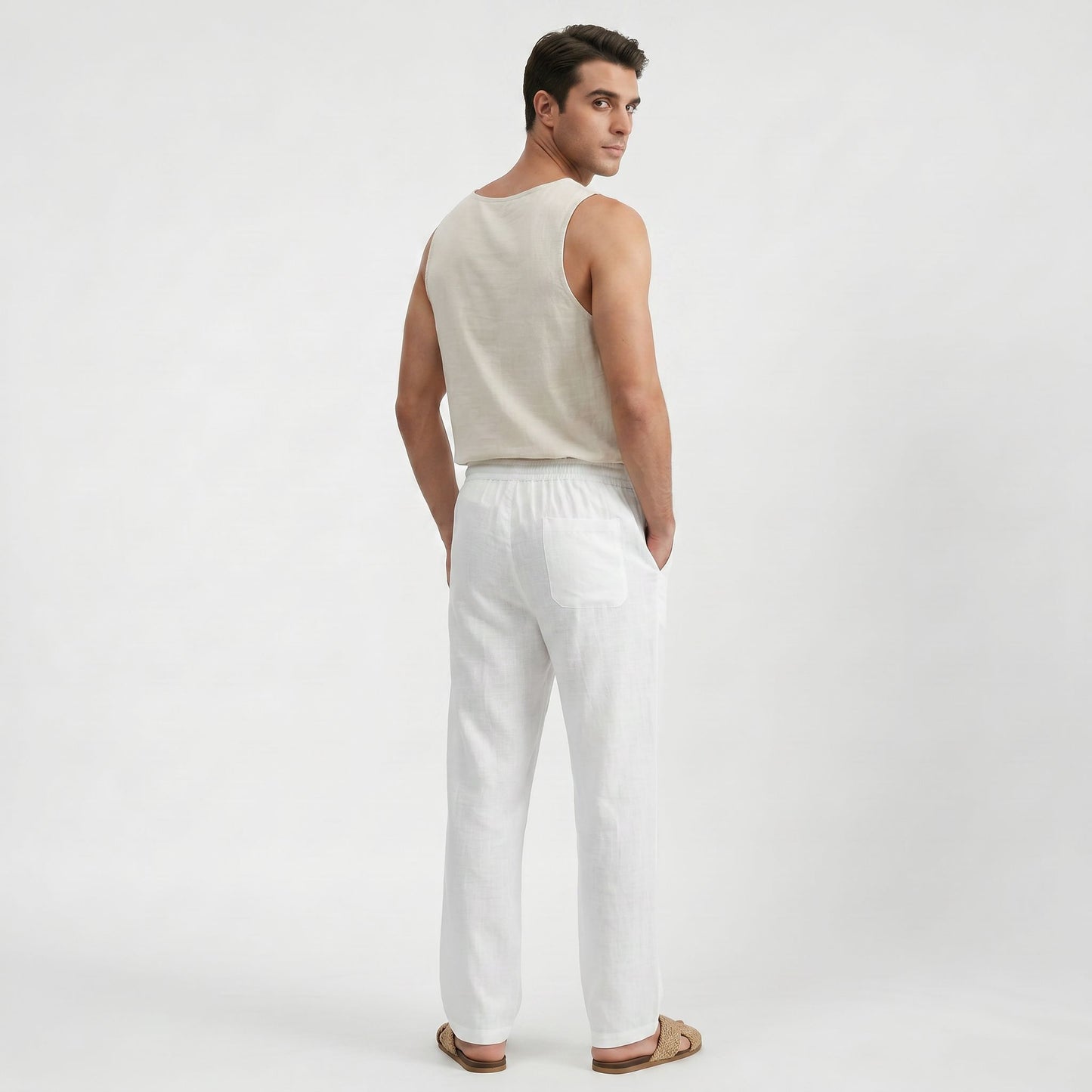 Pantalon classique homme en tissu léger, coupe décontractée intemporelle