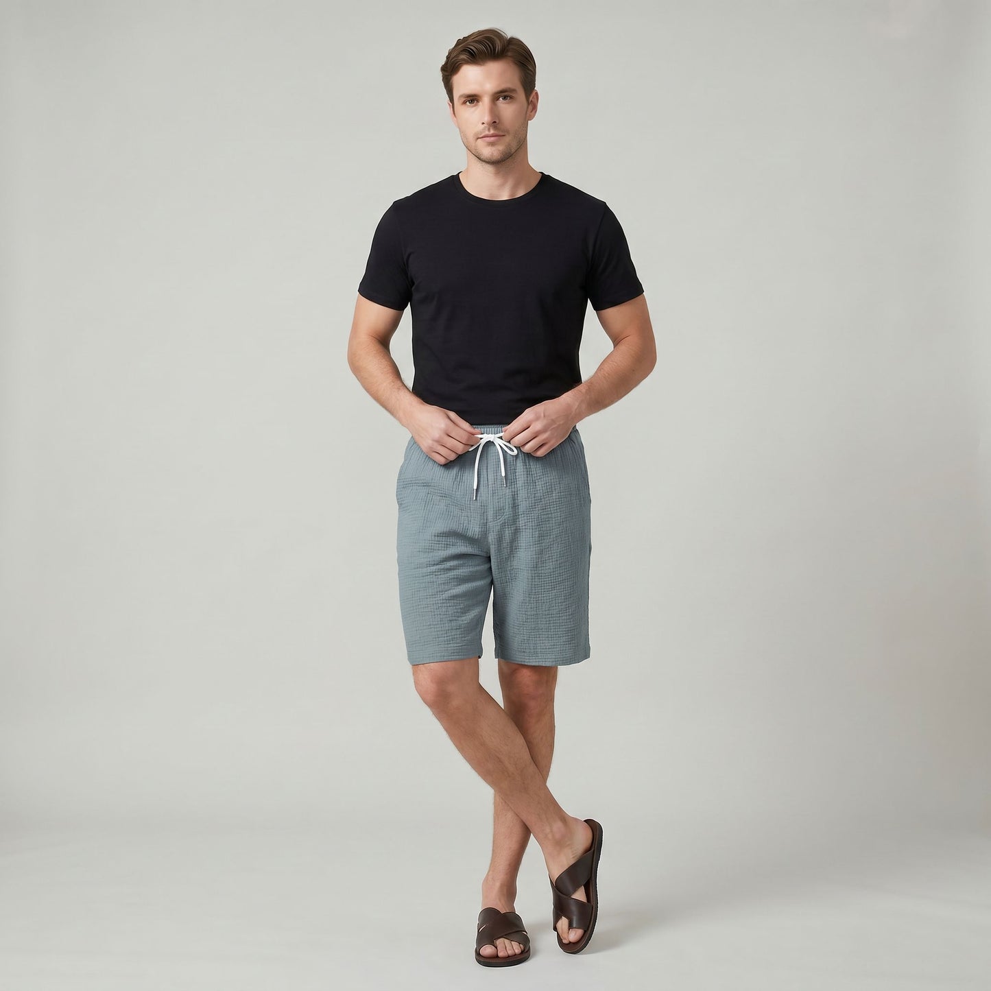 Short en Velours Côtelé Décontracté pour Homme Coupe Casual Esprit Bord de Mer
