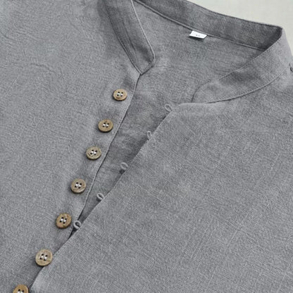 Chemise d’Été Décontractée en Coton et Lin pour Homme Coupe Ample