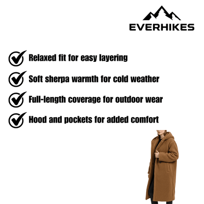 Fleece Coat, Warm Long Sherpa Outdoor Layer