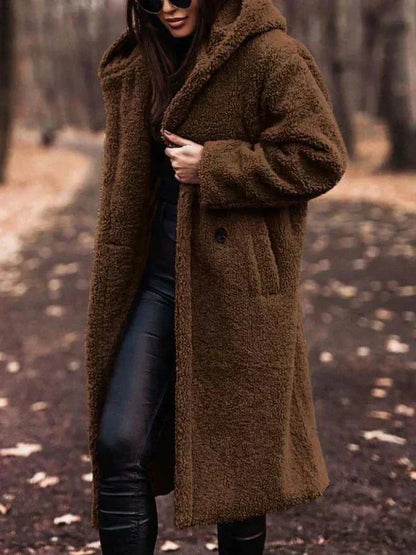 Fleece Coat, Warm Long Sherpa Outdoor Layer