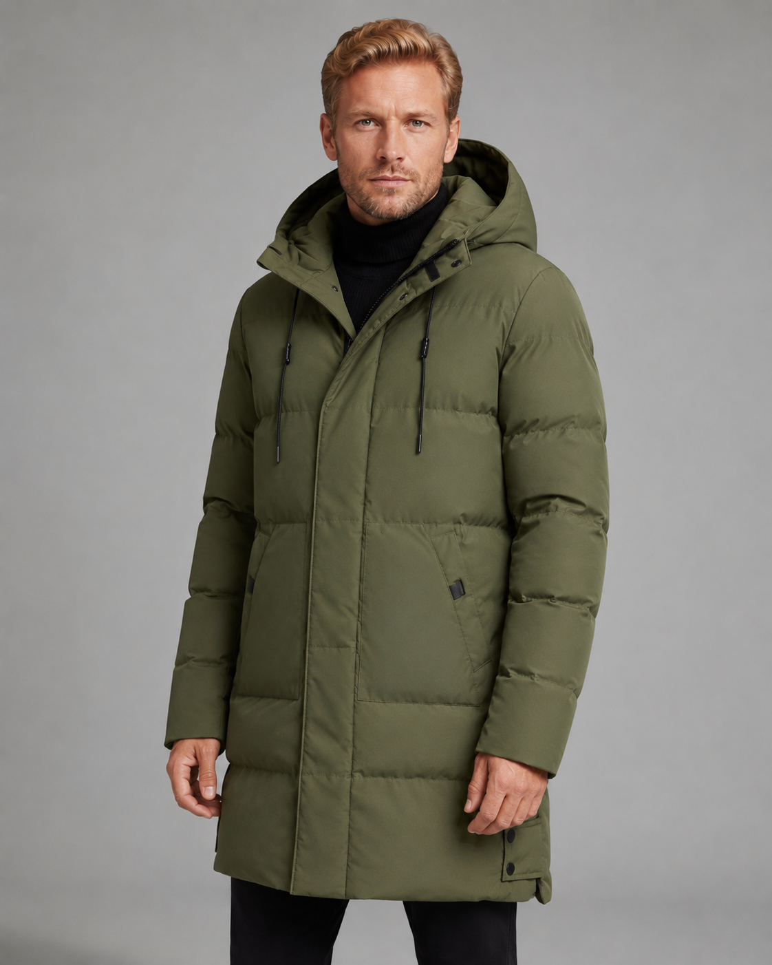 Men's Longline Hooded Puffer Coat