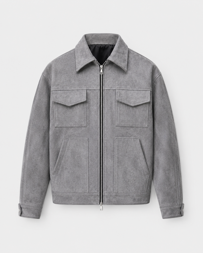 Men's Suede-Look Utility Zip Jacket