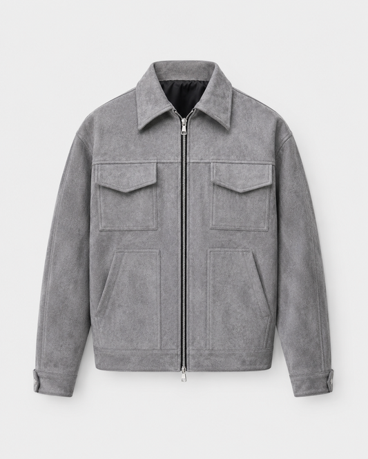 Men's Suede-Look Utility Zip Jacket