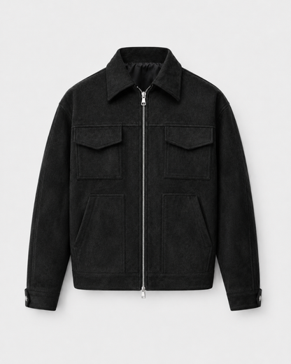Men's Suede-Look Utility Zip Jacket