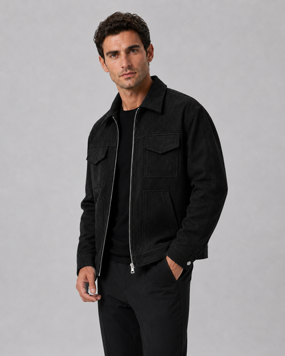 Men's Suede-Look Utility Zip Jacket
