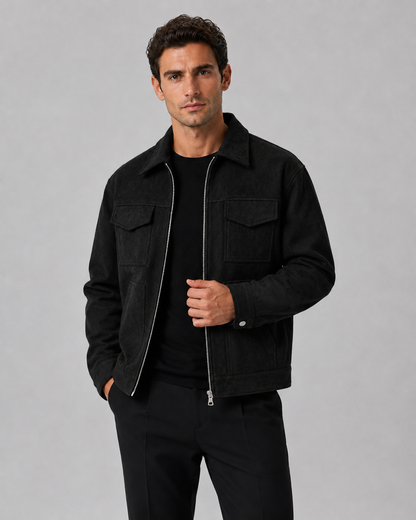 Men's Suede-Look Utility Zip Jacket