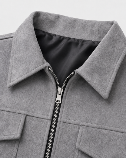 Men's Suede-Look Utility Zip Jacket