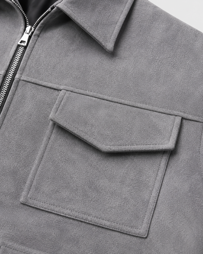 Men's Suede-Look Utility Zip Jacket
