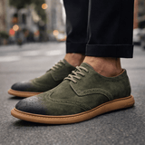 Men's Suede Wingtip Brogue Lace-Up Shoes