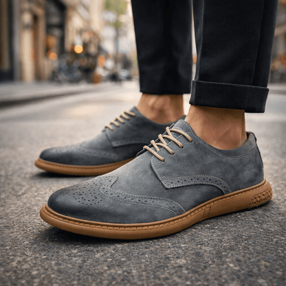 Men's Suede Wingtip Brogue Lace-Up Shoes