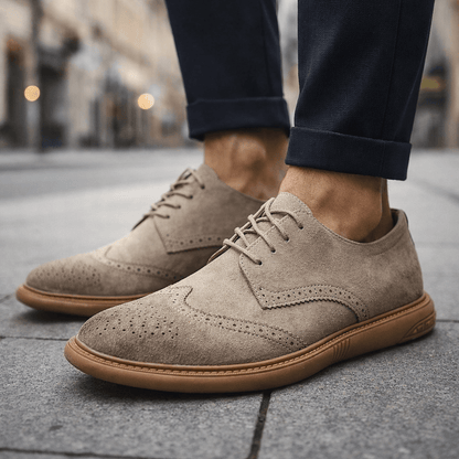 Men's Suede Wingtip Brogue Lace-Up Shoes