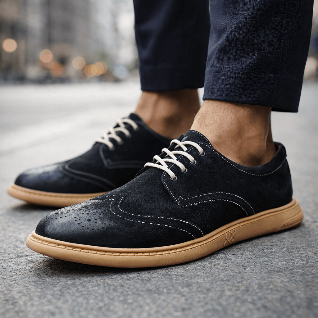 Men's Suede Wingtip Brogue Lace-Up Shoes