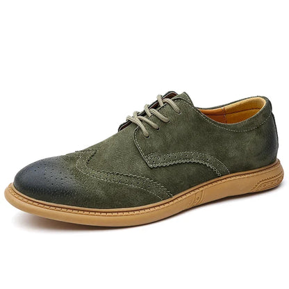Men's Suede Wingtip Brogue Lace-Up Shoes